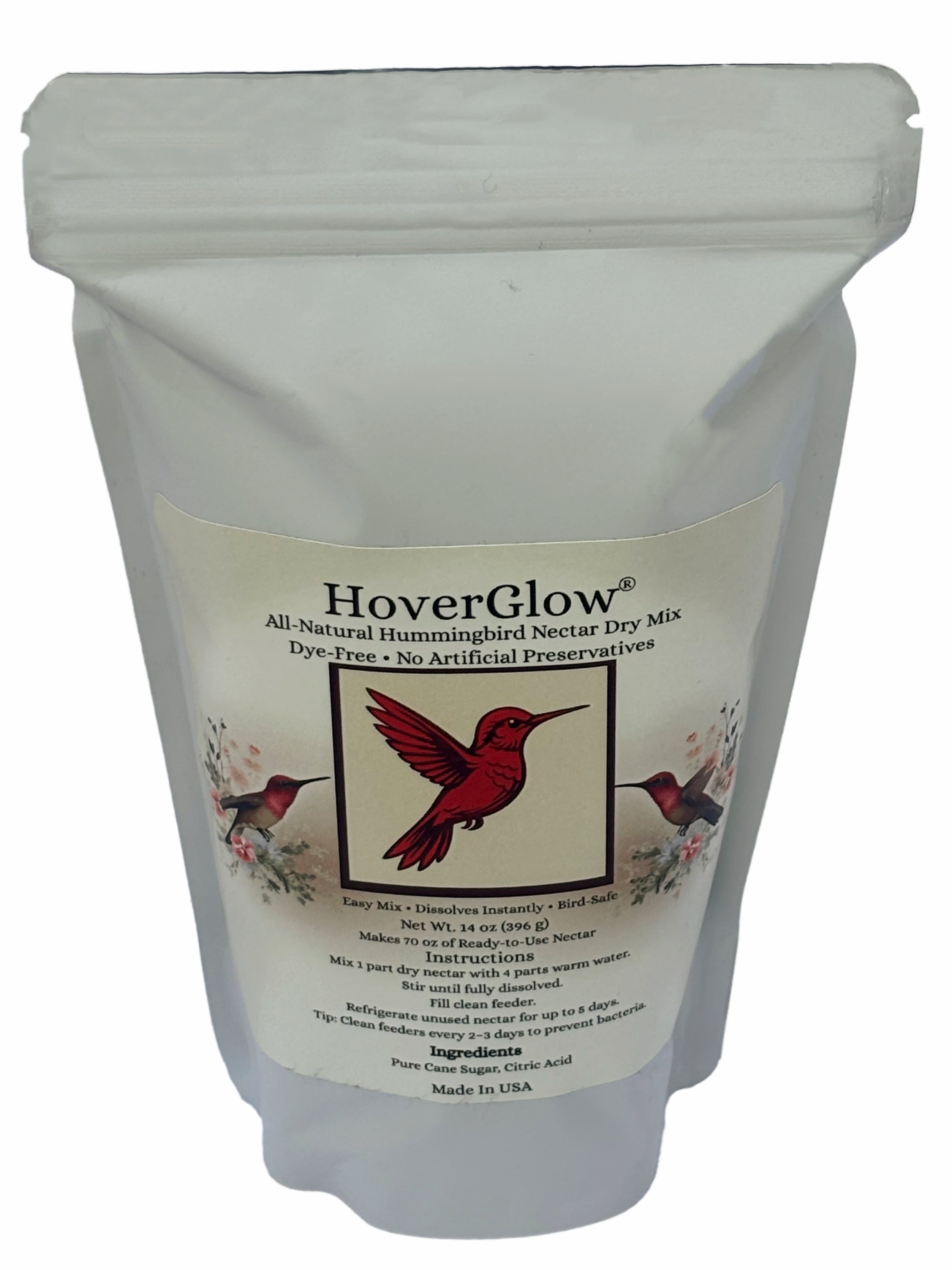 HoverGlow Hummingbird Nectar – Dry Mix (14 oz)